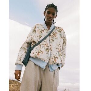 URBAN OUTFITTERS Cara Satin Velvet Bomber, Sz Small Oversized Quilted Jacket